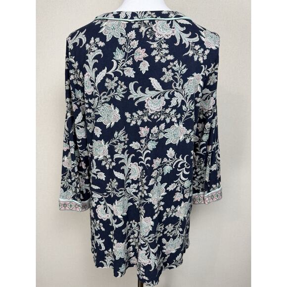 J.Jill Women's Tunic 3/4 Sleeves 3/4 Covered Buttons Floral Boho Sz M Petite - Picture 7 of 15